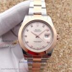 EW Factory Rolex 116334 Datejust II 41mm White Dial 2-Tone Rose Gold Oyster Band Swiss Cal.3136 Watch